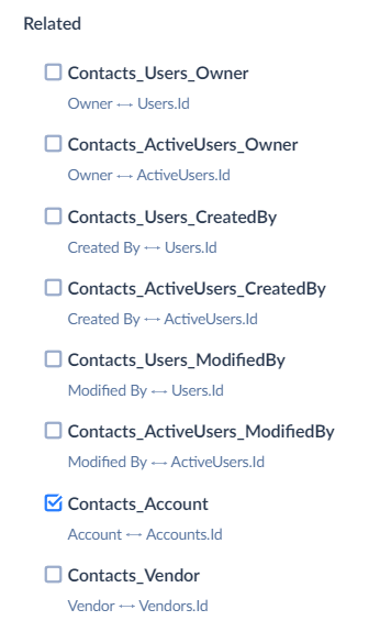 + related checkbox